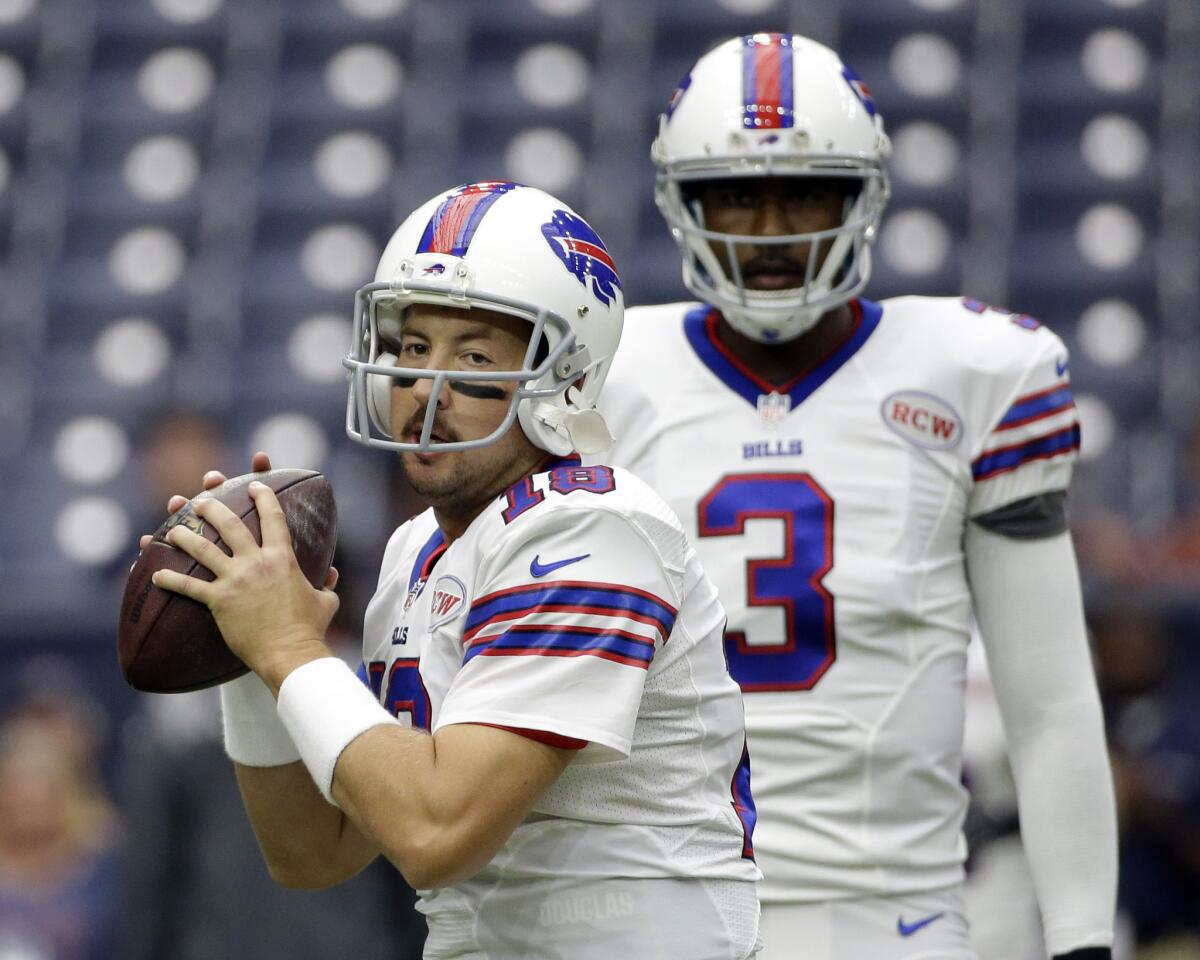 Kyle Orton, left, has replaced EJ Manuel as the Bills' starting quarterback.
