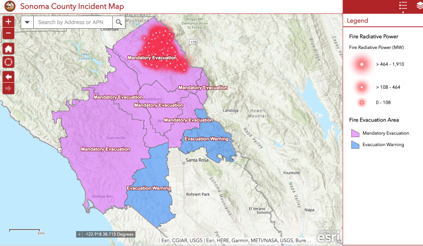 Kincade fire evacuation map