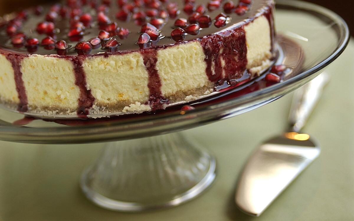 Pomegranate-glazed orange cheesecake