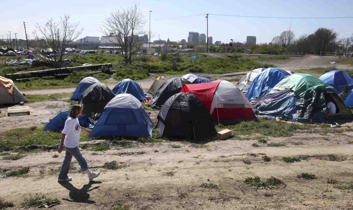 A homeless encampment in Sacramento.