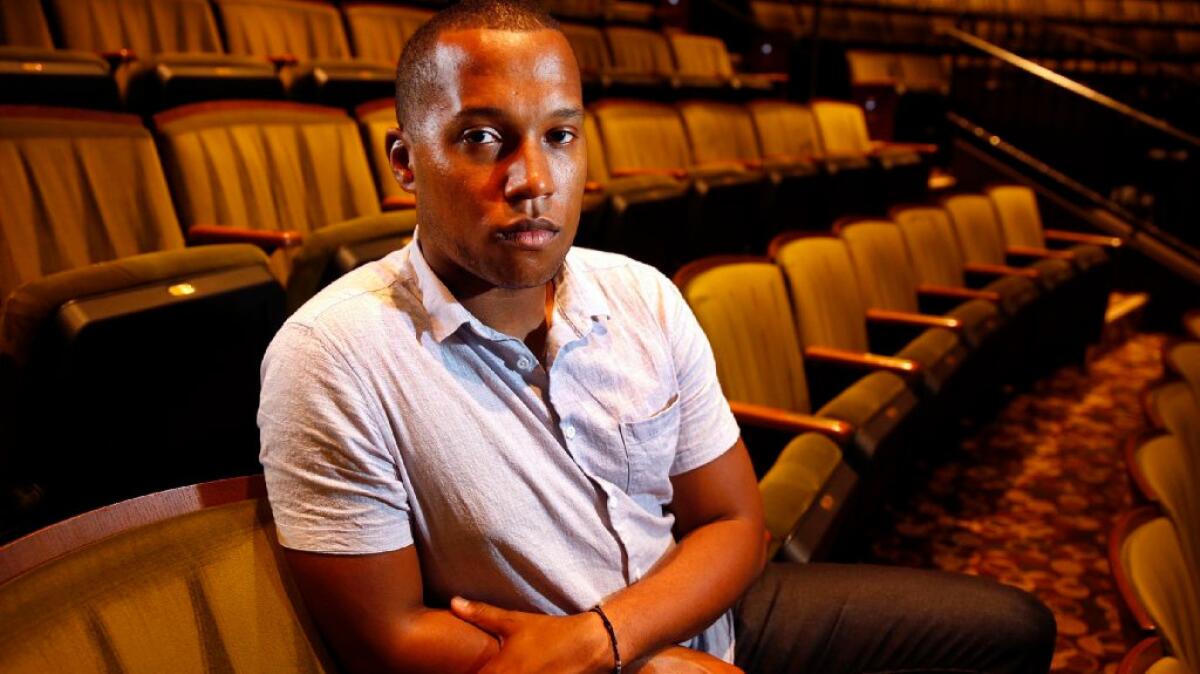 Branden Jacobs-Jenkins last year at the Mark Taper Forum, where his play "Appropriate" was staged.