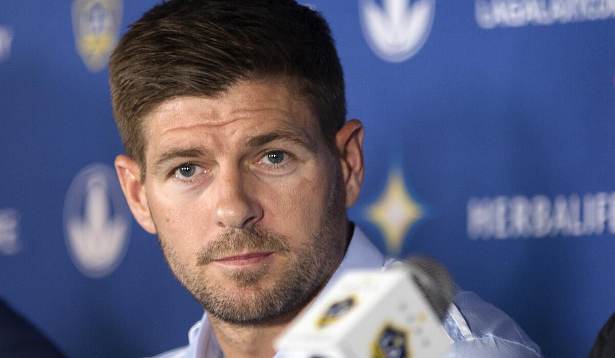 Steven Gerrard attends his first press conference as a member of the L.A. Galaxy at the StubHub Center on Tuesday.