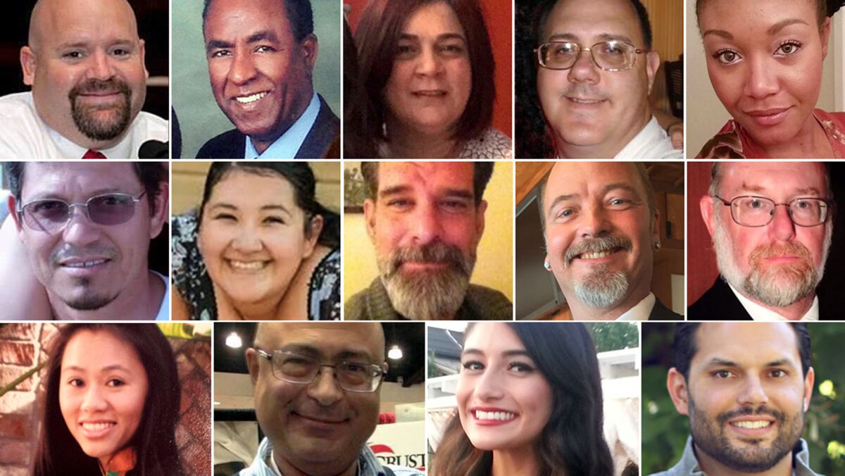 A composite photo of the 14 victims of the San Bernardino shooting rampage.