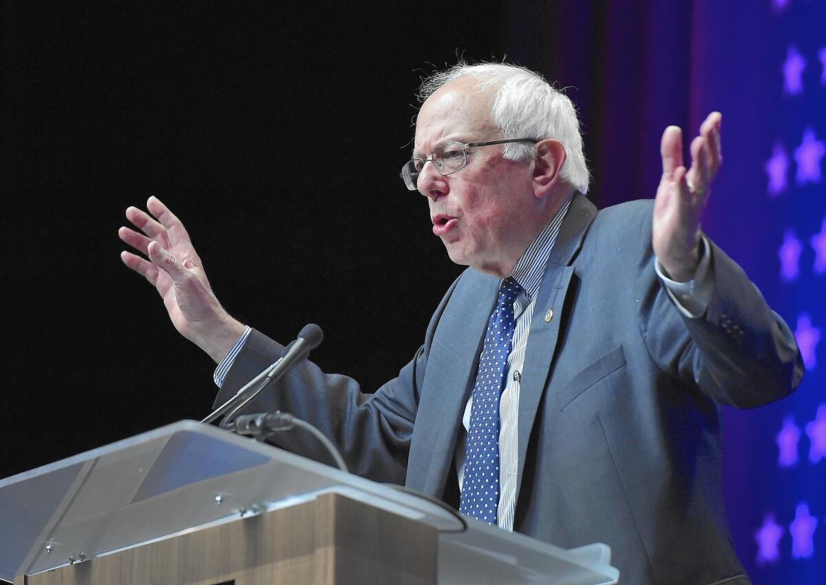 Democratic presidential candidate Sen. Bernie Sanders addresses Latino officials in Las Vegas. After drawing heat from some Latino pundits for not talking enough about immigration, Sanders addressed the issue head-on in the Las Vegas speech.
