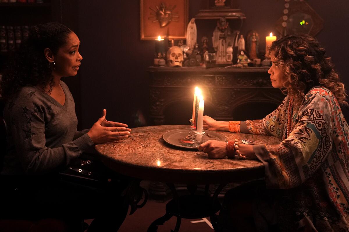Gina Torres, left, and Lourdes Benedicto in "9-1-1 Lone Star" on Fox.