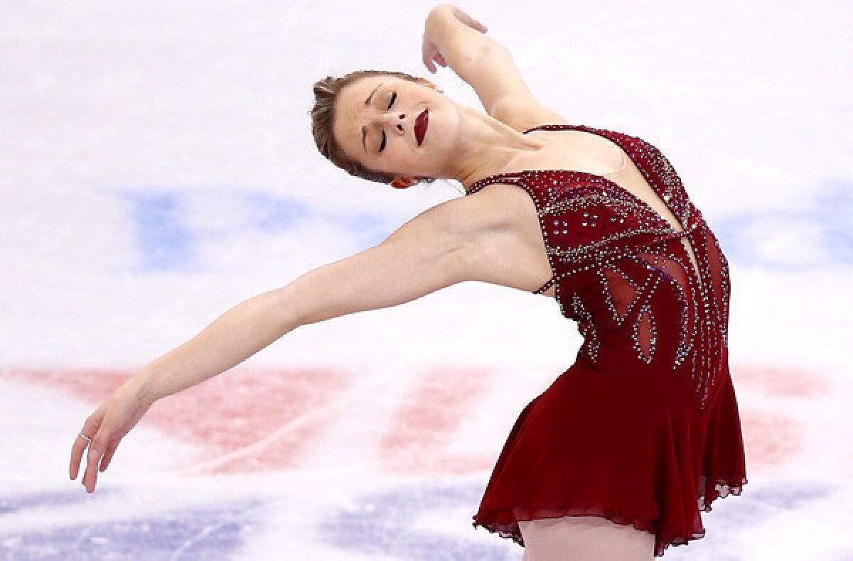 Ashley Wagner strikes a pose during her free skate at the U.S. Figure Skating Championships at TD Garden in Boston.