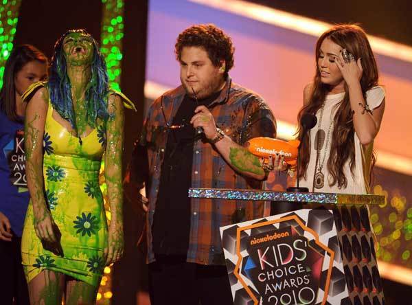 All in good fun - Katy Perry laughs it up at the 2010 Kids' Choice Awards where she joins Will Ferrell, Johnny Depp, Orlando Bloom and others as a sliming victim.