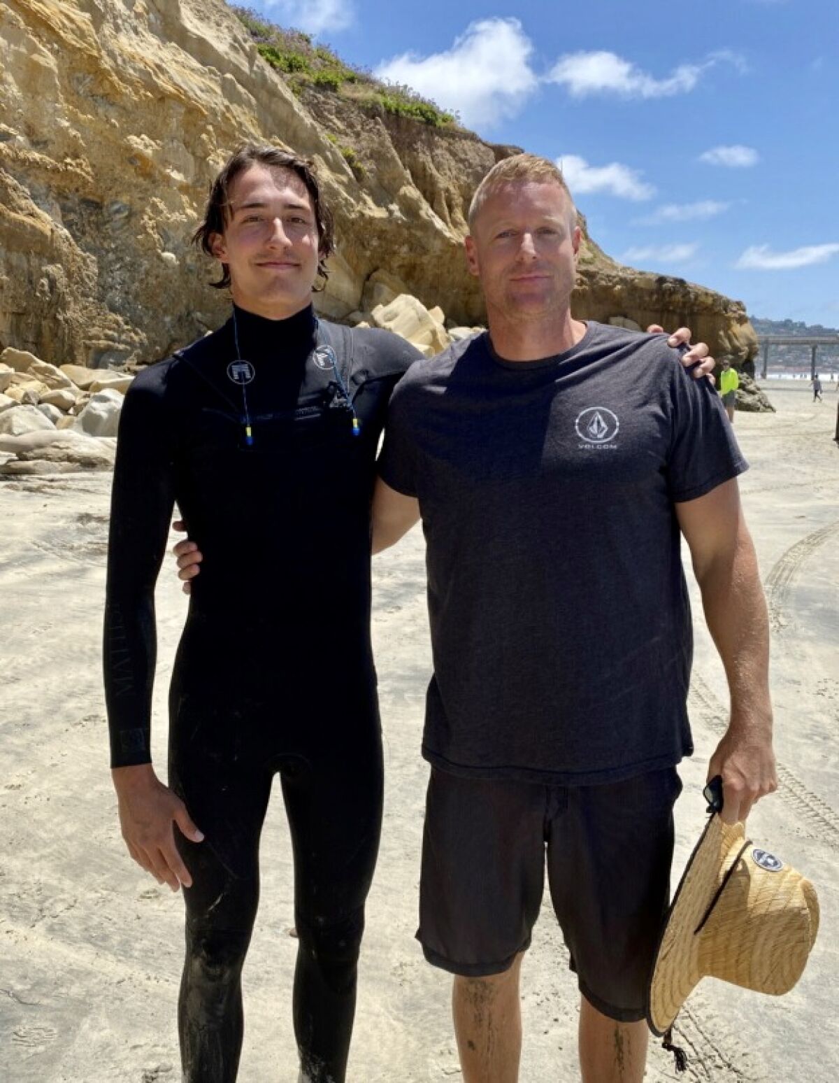 Jack Barone (left) and Neil Garrett worked together to save a 10-year-old girl from possible drowning at La Jolla Shores.