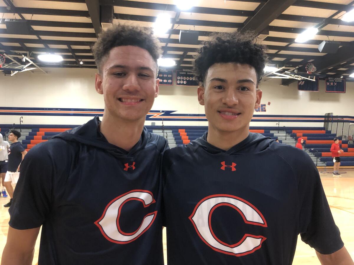Keith Higgins Jr. (left) and Kenneth Simpson Jr. are entering their junior years for Chaminade. Higgins scored 17 points and Simpson 14 on Tuesday in a 78-46 season-opening win over Shalhevet.