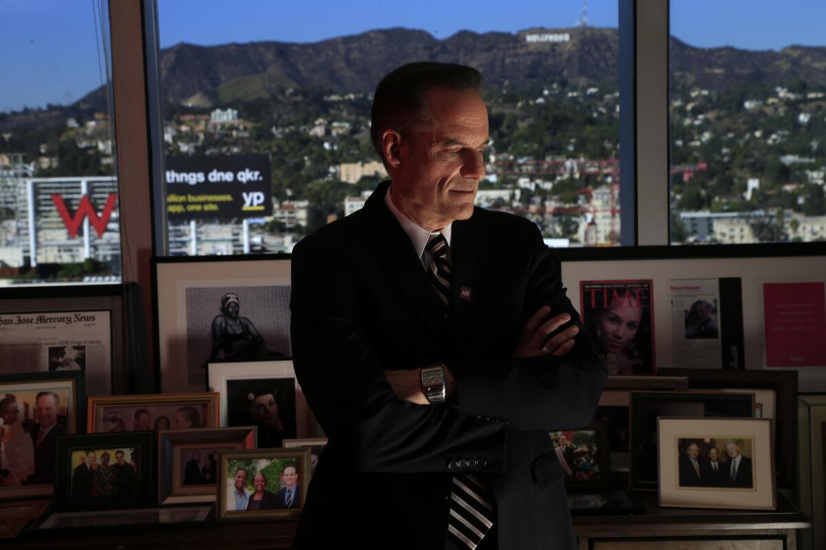 Michael Weinstein is the leader of the AIDS Healthcare Foundation in his 21st floor office in Hollywood on Nov. 14, 2013.
