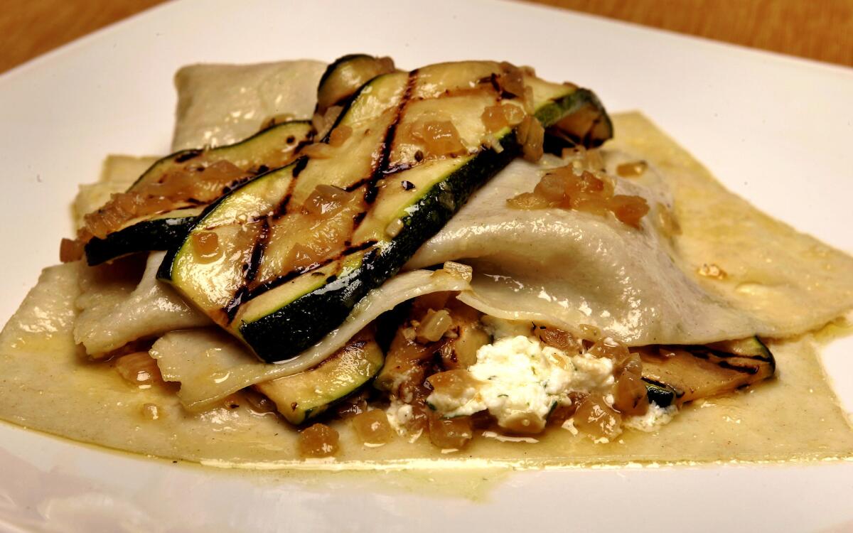 Free-form zucchini lasagna with lemon-thyme cream