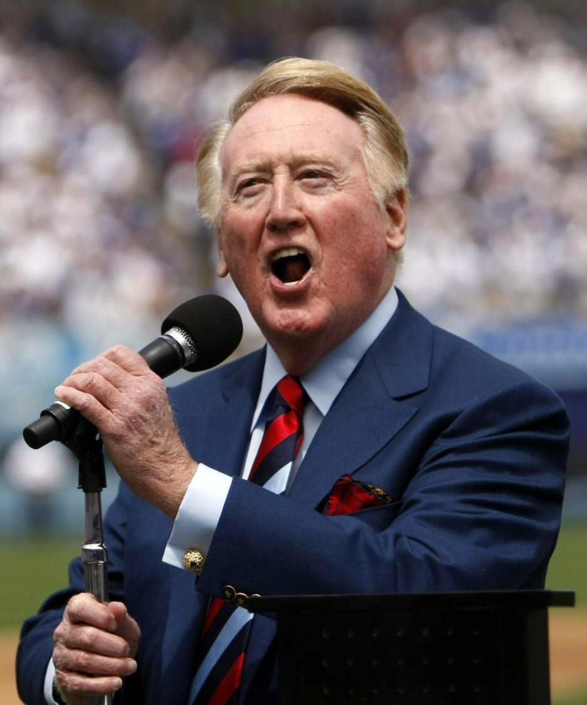 Hall of Fame broadcaster Vin Scully, the voice of the Dodgers.