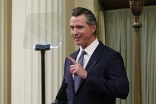 California Gov. Gavin Newsom delivers his State of the State address to a joint session of the legislature at the Capitol, in Sacramento.