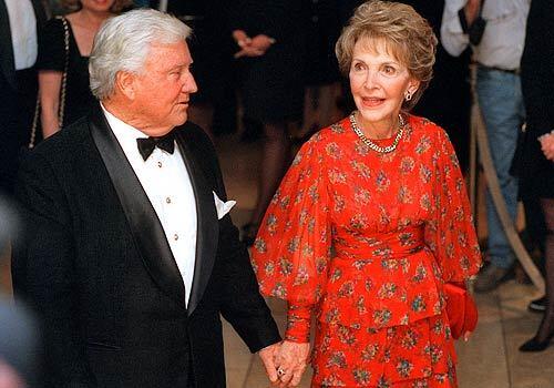 Griffin and former First Lady Nancy Reagan arrive in Beverly Hills for the presentation of the 1997 Ronald Reagan Freedom Award, which was given to Bob Hope.