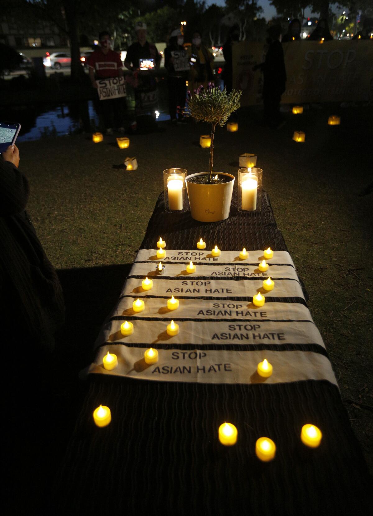 A candlelight vigil at Community Center Park in Garden Grove on March 23, 2021.