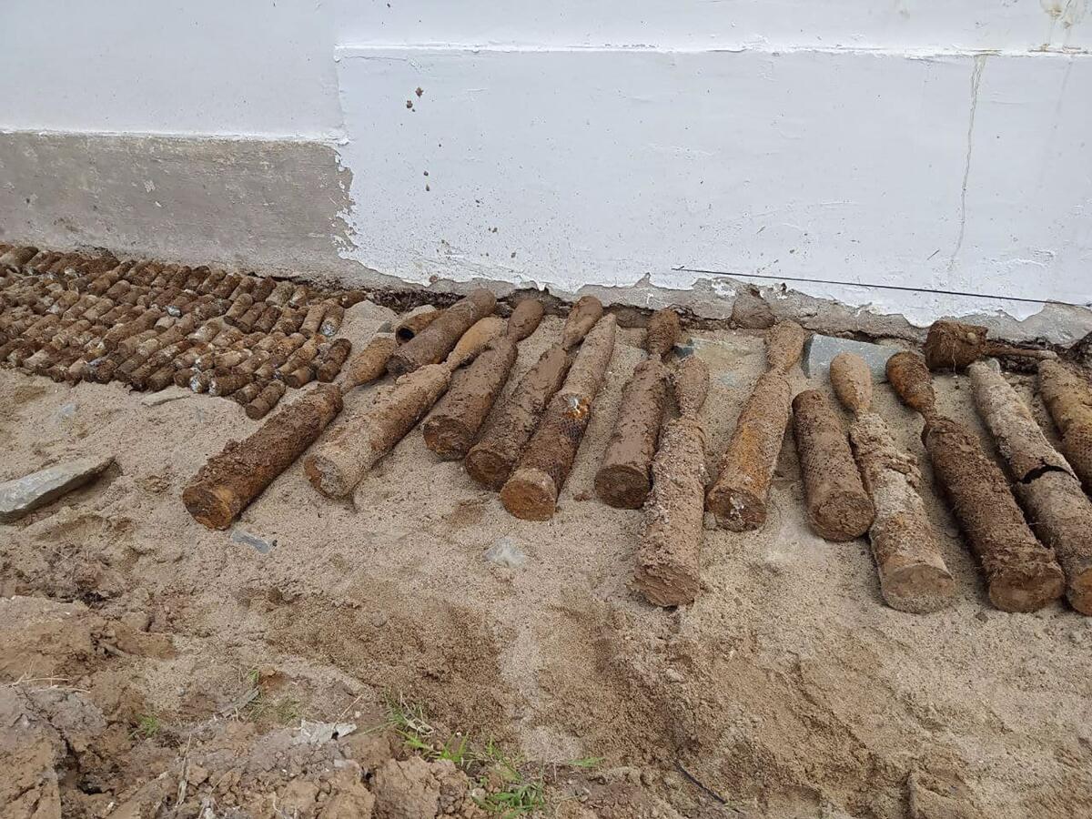 Pieces of unexploded ordnance