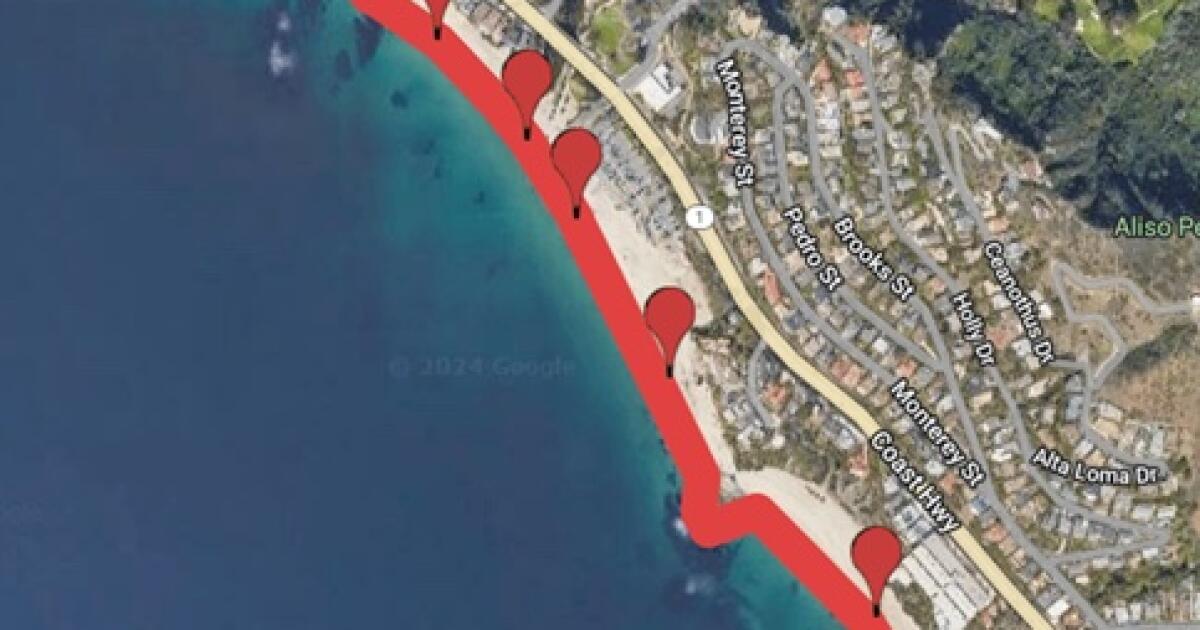 Long stretch of Laguna Beach closed after 465,000 gallons of sewage leak Long stretch of Laguna Beach closed after 465,000 gallons of sewage leak