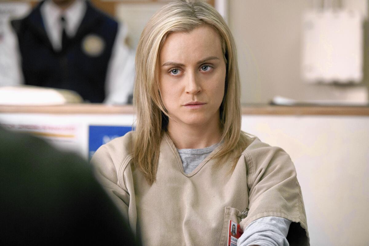 Television is undergoing a considerable growth spurt in original programming as broadcasters are being elbowed by streaming sites such as Netflix. Above, Taylor Schilling in a scene from Netflix's “Orange is the New Black.”