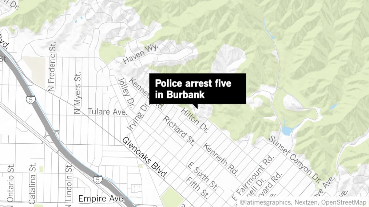 Burbank police took five people, four of whom were juveniles, into custody on Sunday after they were suspected of trying to steal a car, according to authorities.
