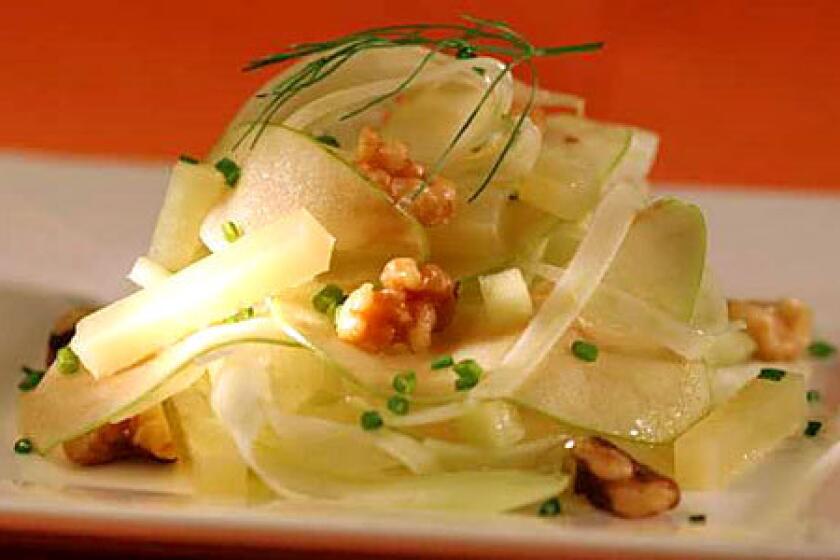 This salad is served as a starter. Recipe: Apple and fennel salad