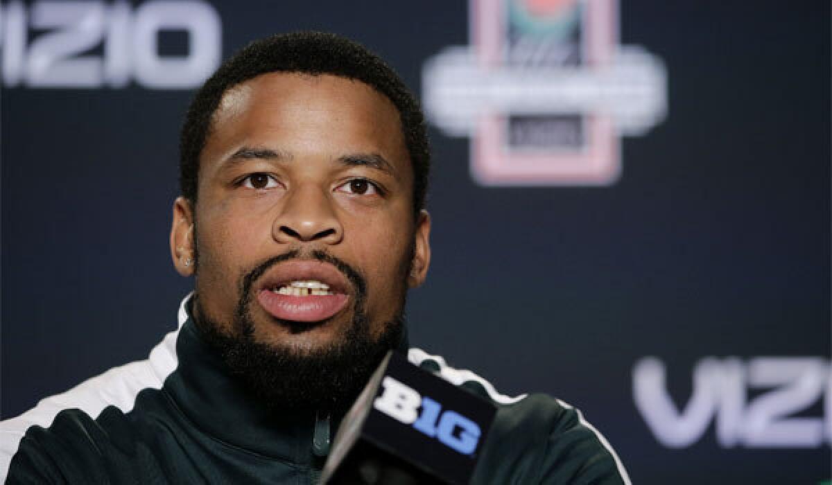 Michigan State linebacker Denicos Allen, at a news conference in advance of next week's Rose Bowl, said he brought a new pair of shorts with him so he could enjoy the warm California weather.
