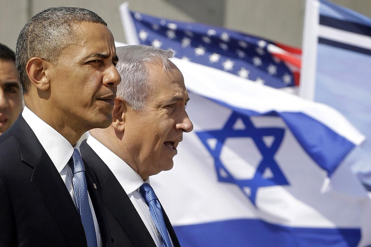 U.S. President Barack Obama and Israeli Prime Minister Benjamin Netanyahu in Tel Aviv, Israel, in 2013.