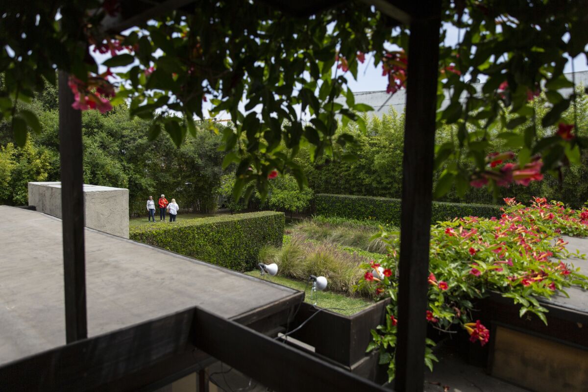 Guests are invited to explore the Schindler House on self-guided tours through the home and gardens.