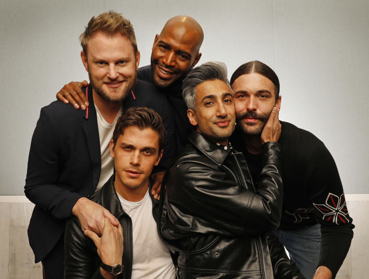 The cast of Netflix's "Queer Eye" — Bobby Berk,left, Antoni Porowski, Karamo Brown, Tan France and Jonathan Van Ness.