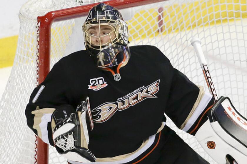 Ducks goalie Jonas Hiller has won his last 14 appearances in net.