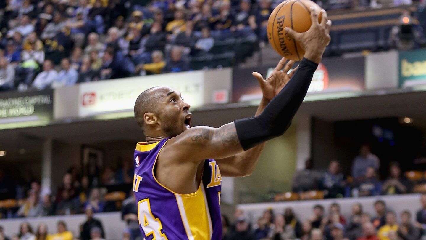 Lakers star Kobe Bryant puts up a shot during a 110-91 loss to the Indiana Pacers on Monday.