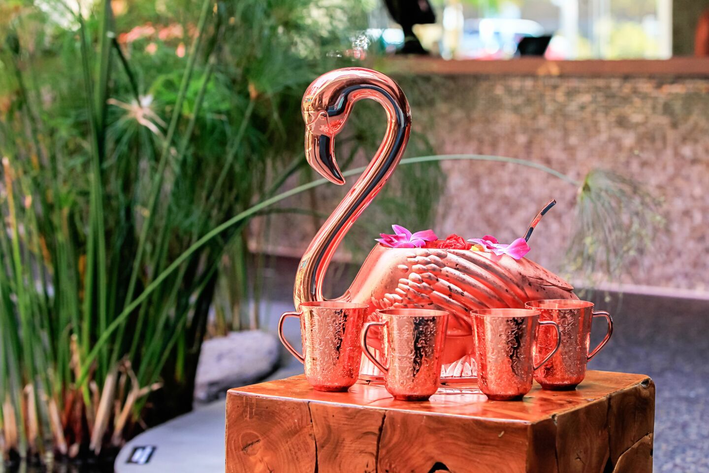 One of the popular items on insideOUT's cocktail menu: the Flamboyant Flamingo drink: Elyx vodka, St. Germain, rosé wine, lemon juice and soda. At $55, it serves three to five guests.