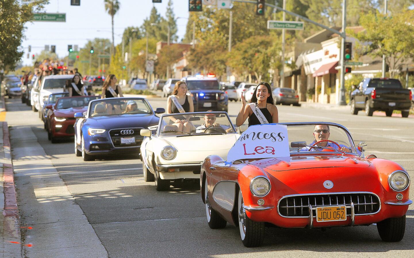 The homecoming parade on Foothill Blvd. for La Canada High School on Friday, October 19, 2018. Later in the evening, the homecoming king and queen will be announced at halftime of the homecoming football game being played against South Pasadena.