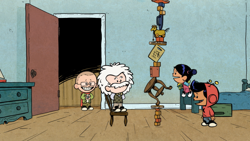 Brad, Albert Einstein, Yadina and Xavier Riddle in Albert Einstein's room in "Xavier Riddle and the Secret Museum."