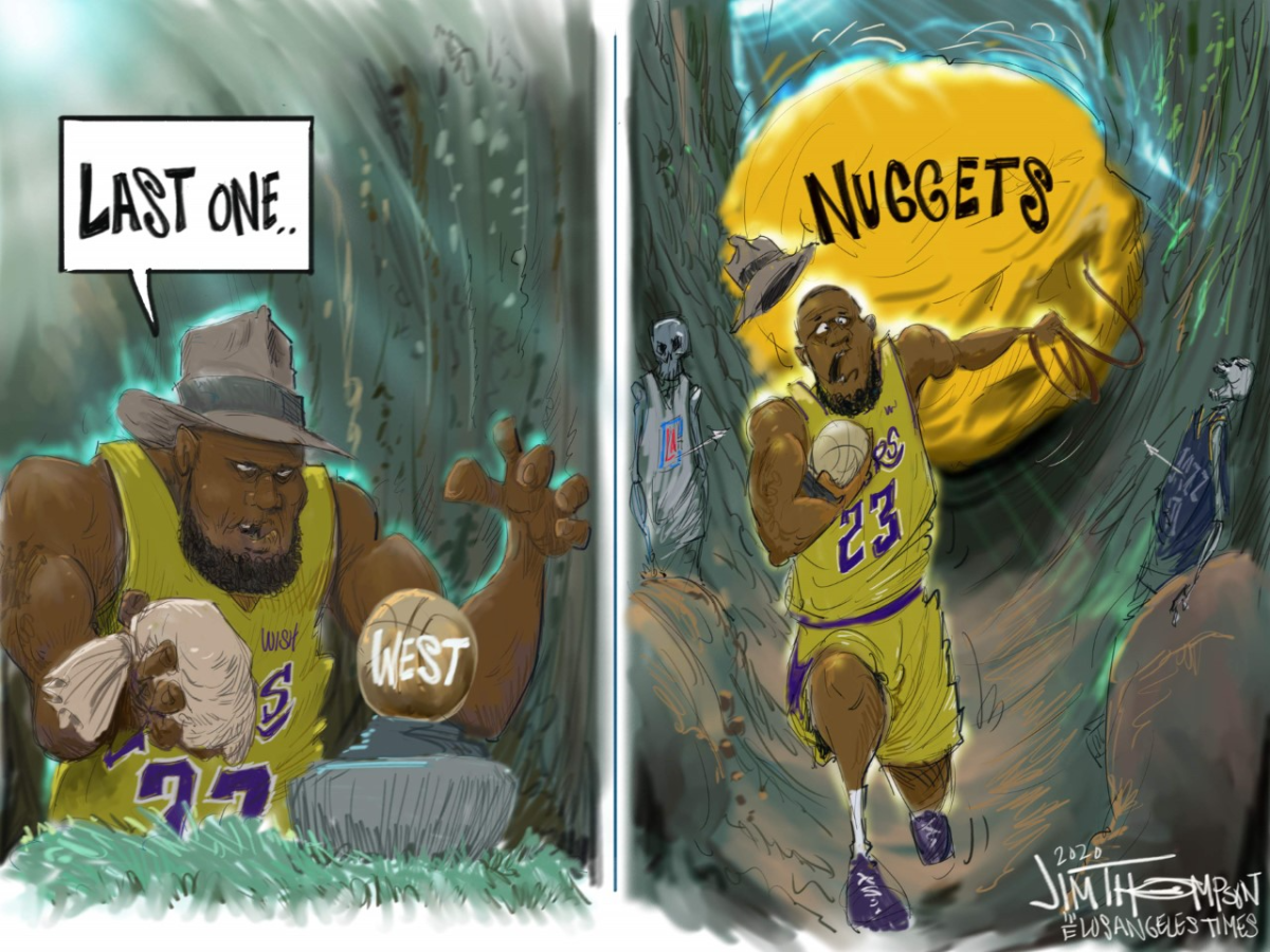 Lakers and the Denver Nuggets cartoon.