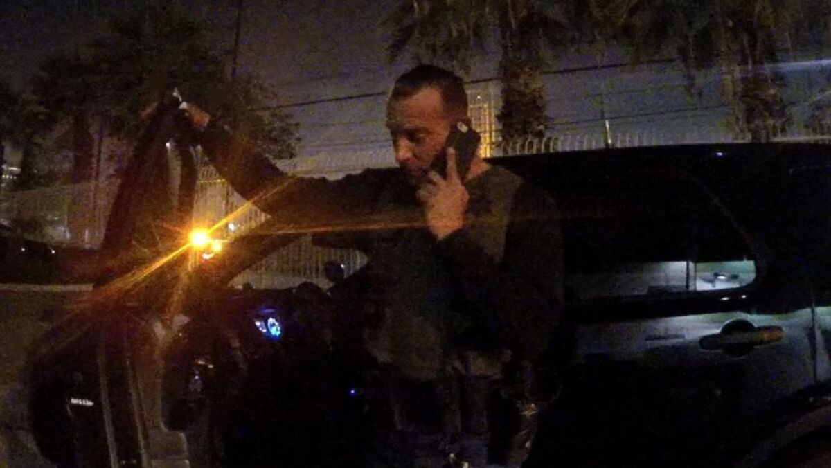 L.A. County Sheriff’s Deputy Marc Antrim is shown in an image from a police officer's camera