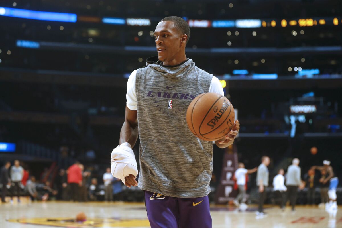 Lakers guard Rajon Rondo, sidelined earlier this season with a broken hand, is recovering from a second surgery.