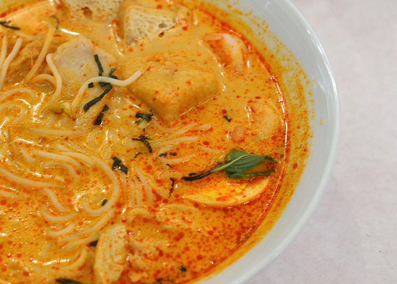 Laksa is a spicy coconut-based soup with roots in Malaysia and Singapore, with a handful of shrimp, chicken and tofu.