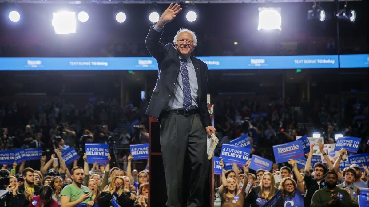 Sen. Bernie Sanders last week at a rally for his 2020 presidential campaign in Greenville, S.C.