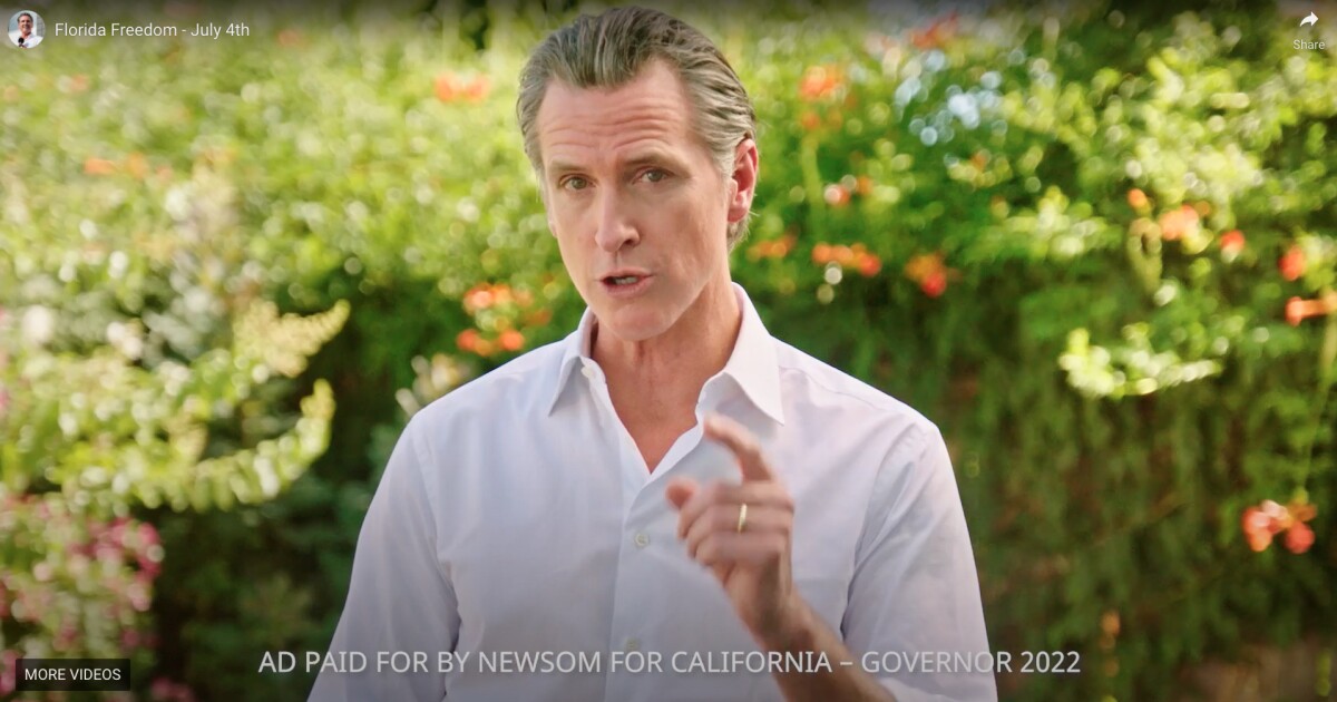 &lsquo;Join us in California.&rsquo; Gavin Newsom running a reelection ad &mdash; in Florida
