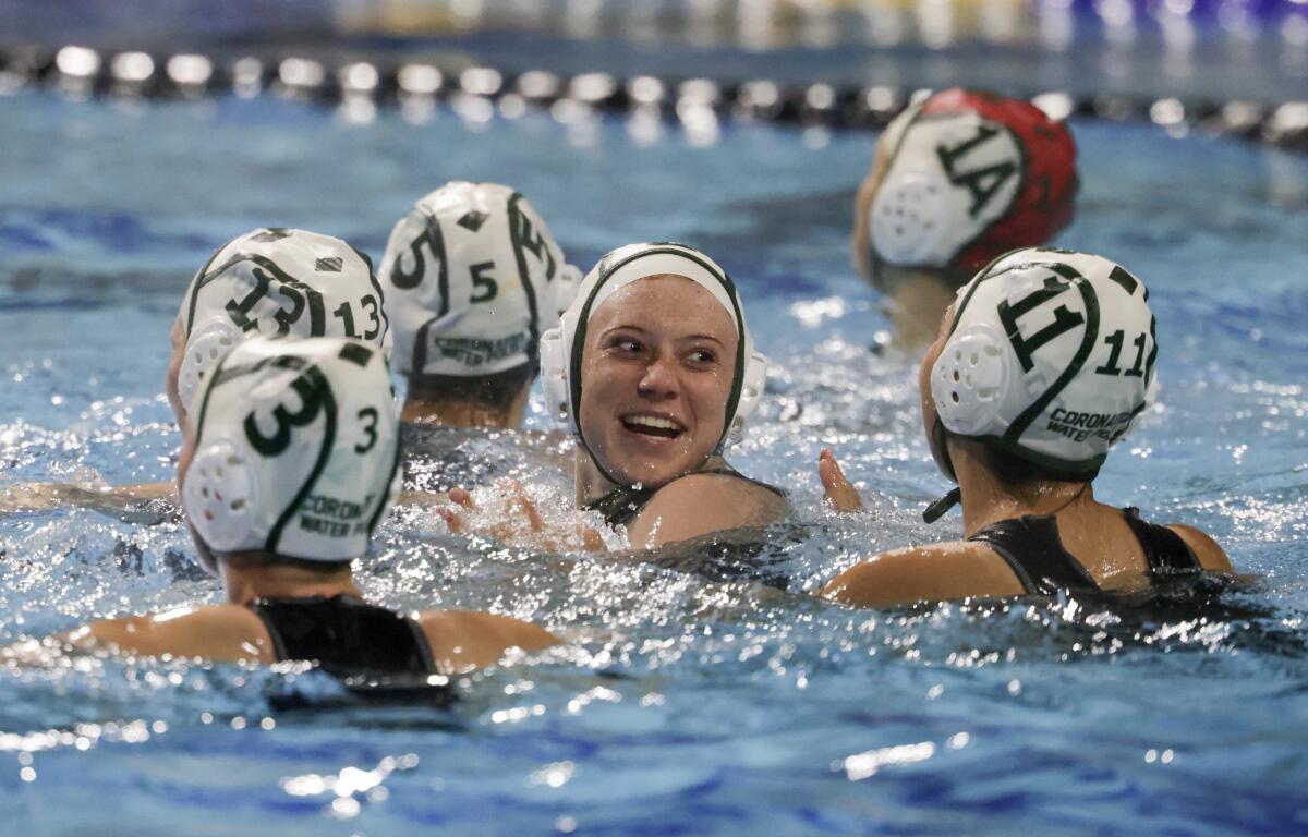 Coronado's Chloe O'Keefe looks back at Allyson Fabrey