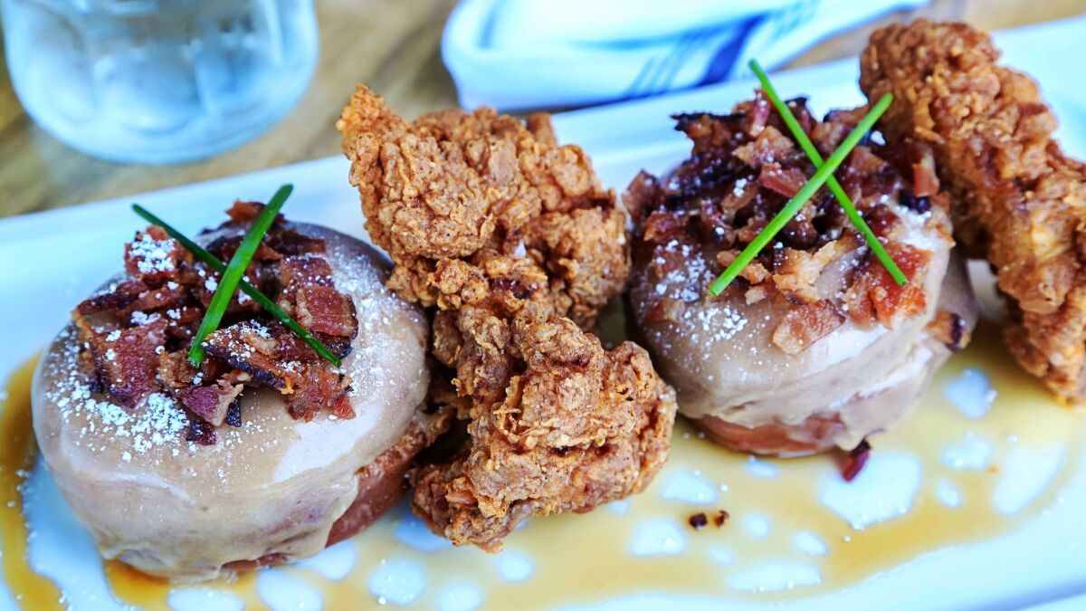 Among all the new restaurants at the UTC mall, the best place to be bad is Great Maple, where the fried chicken with maple bacon doughnuts is so good.