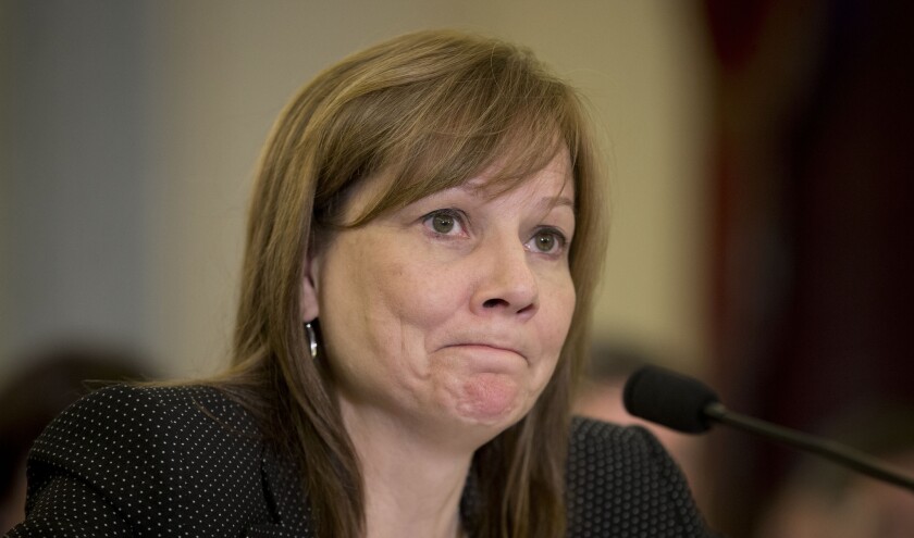 General Motors Chief Executive Mary Barra testifies on Capitol Hill in Washington last week before the Senate Commerce, Science and Transportation Subcommittee.