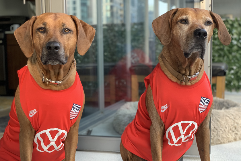 Dyer and Junior show off their support for the U.S. men's national soccer team.