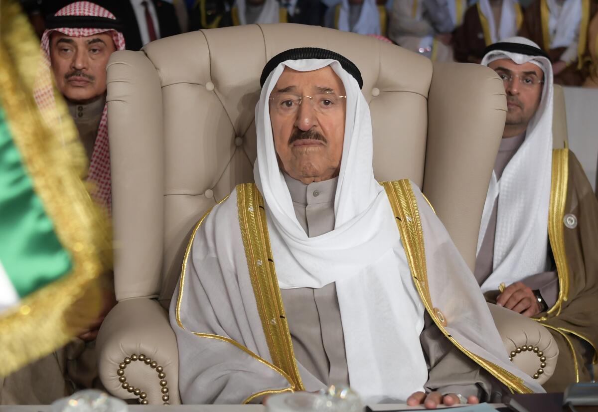 Kuwait's ruling emir, Sheik Sabah al Ahmed al Jabbar al Sabah, in March 2019