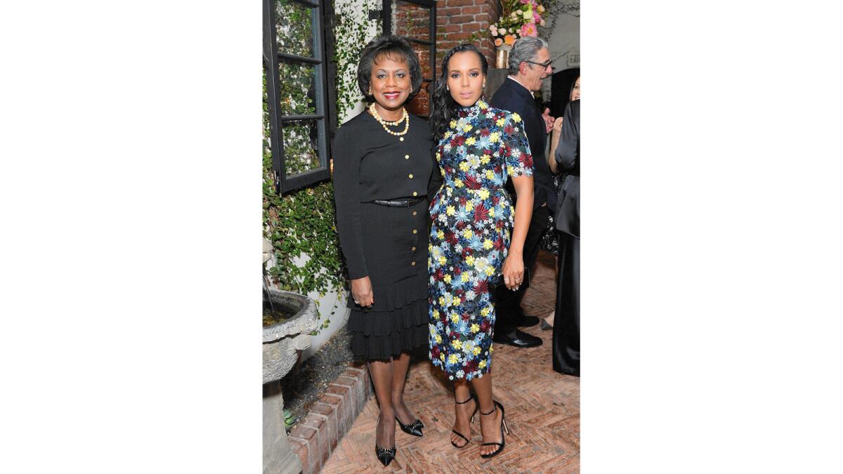 Anita Hill, left, visits with Kerry Washington, who plays her in the new HBO movie "Confirmation."