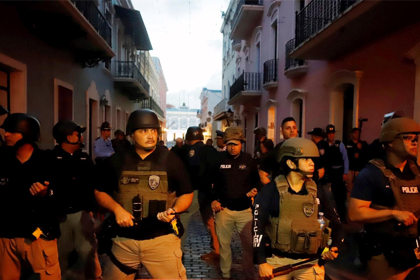 Police stand guard