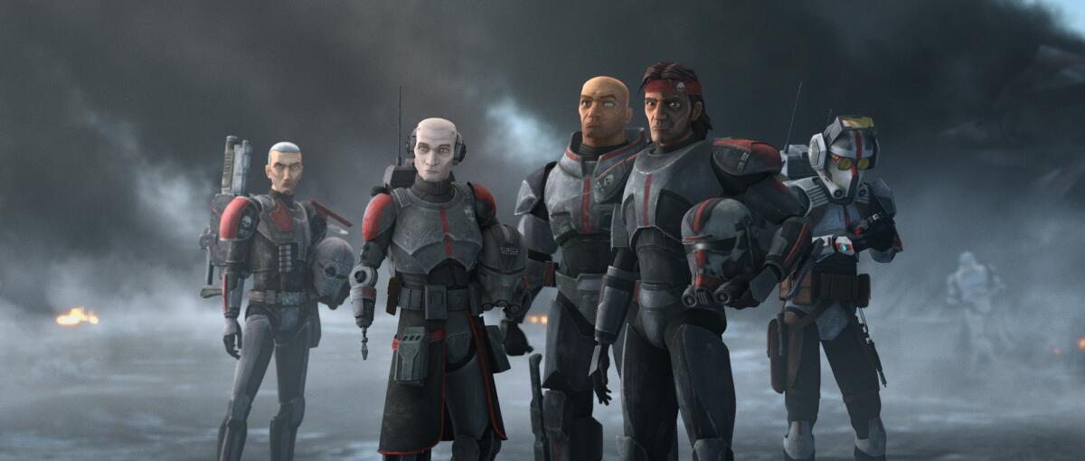 Five men in Clone armor gathered together