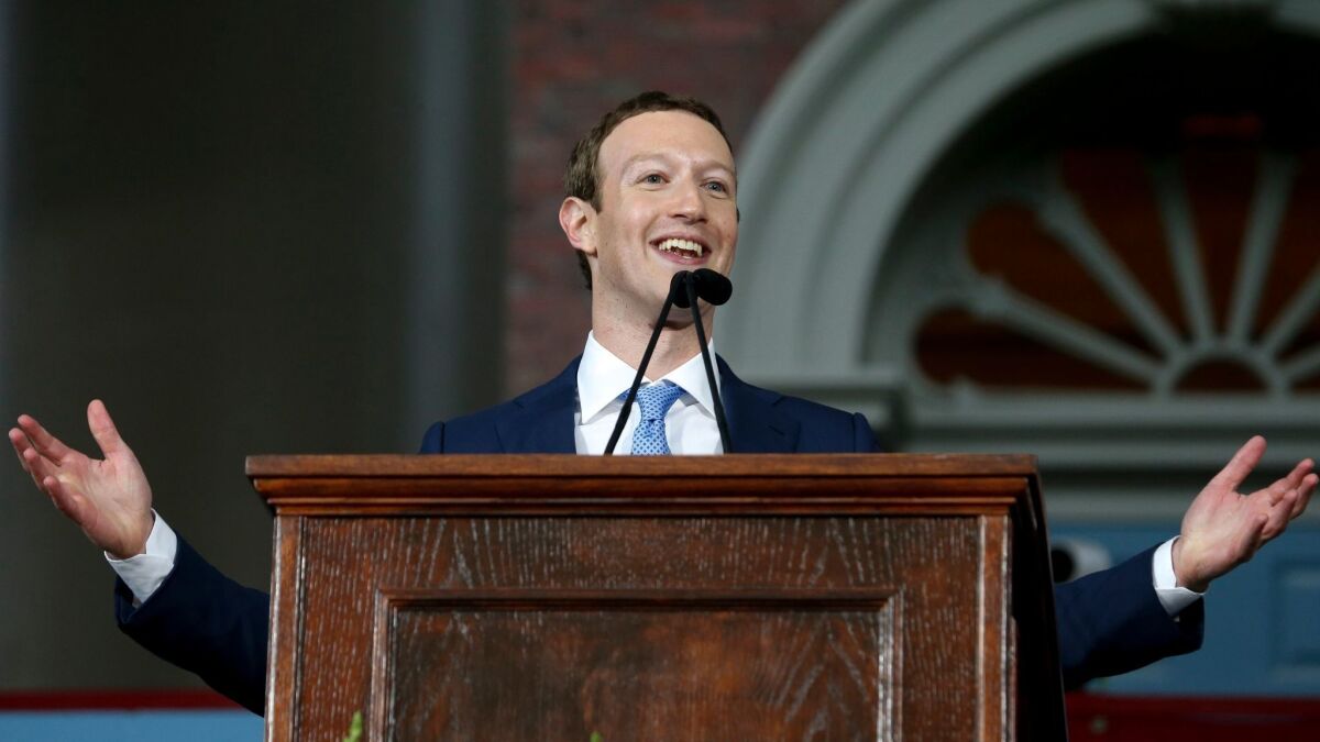 Mark Zuckerberg, CEO and Founder of Facebook, gives the commencement address at Harvard University in Cambridge, Mass. on May 25.