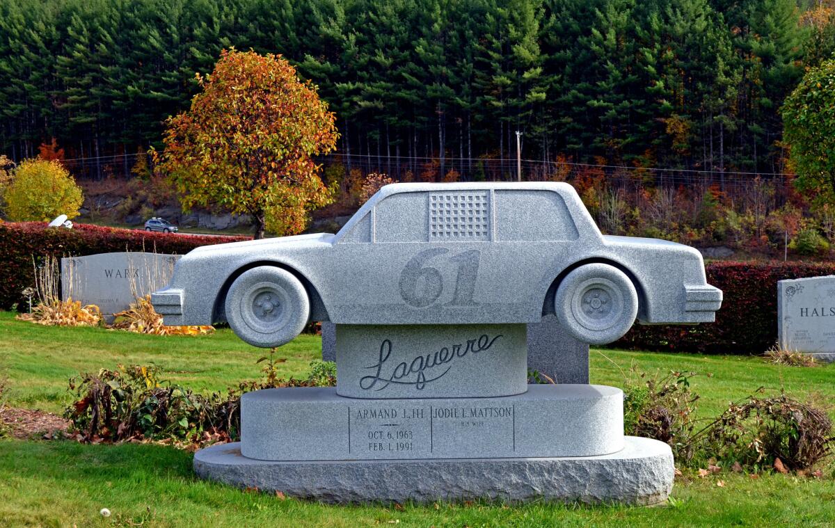Hope Cemetery in Barre, Vt., welcomes whimsy in good taste with all kinds of fun tombstones. One example: This unique headstone is Joey Laquerre Jr.'s race car. Read more.