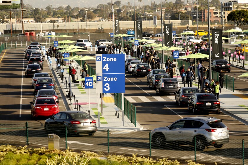 New Uber Lyft and taxi pickup system starts at LAX Los Angeles Times
